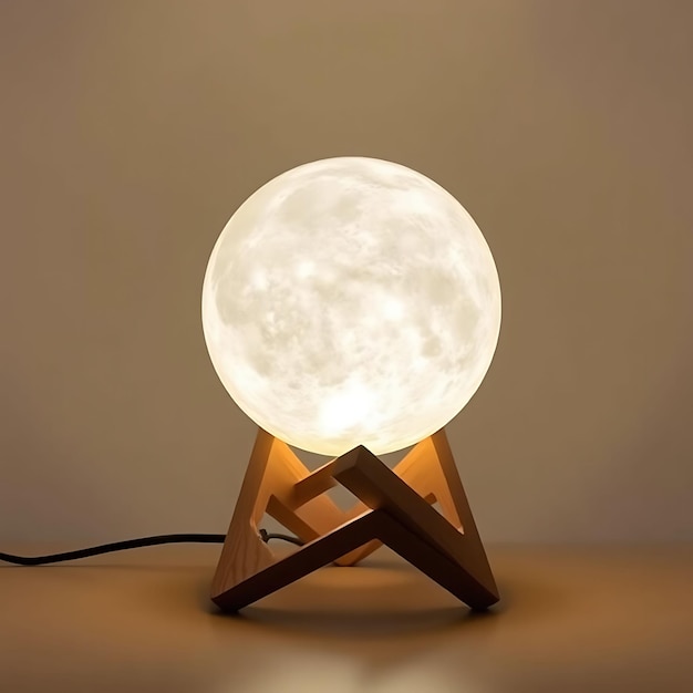 Photo a light bulb with a round base is made from wood