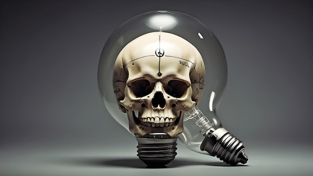 a light bulb with a skull and a light bulb