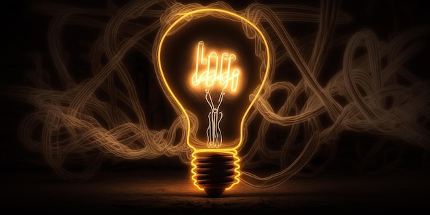 A light bulb with the word lof on it