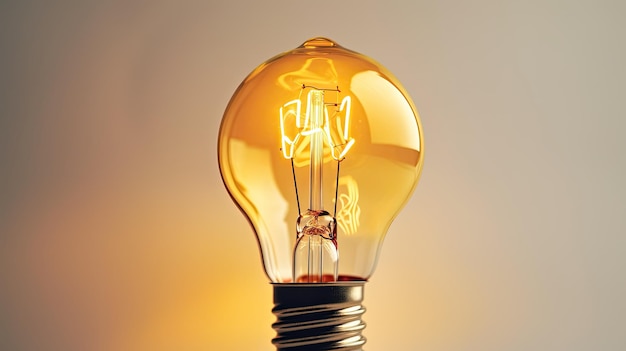 A light bulb with a yellow background.