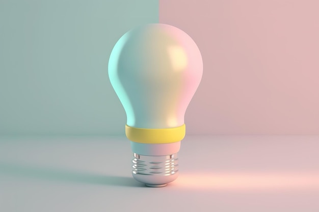 A light bulb with a yellow light bulb on the left side.