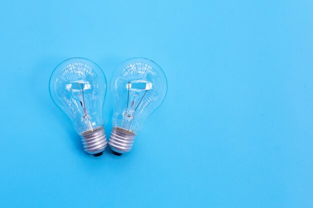 Light bulbs on blue