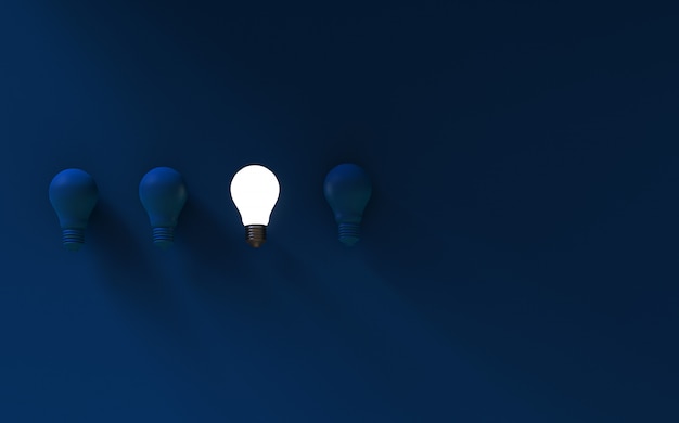 Light bulbs on dark blue background