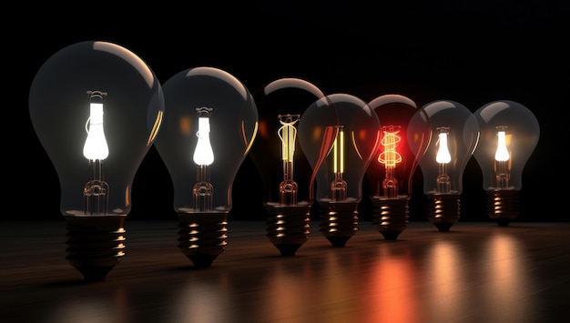 Light bulbs idea concept Illustration AI GenerativexA