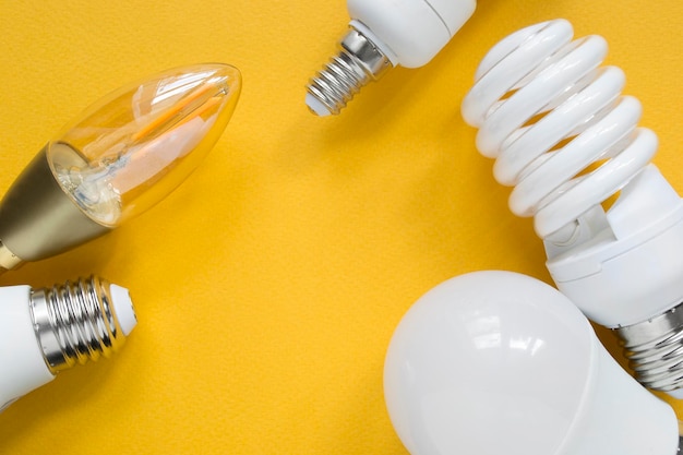 Light bulbs on yellow