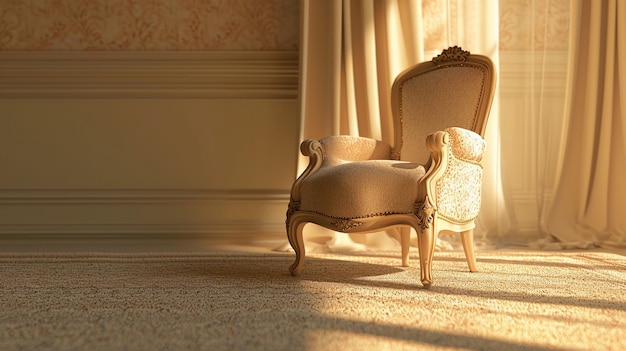 Light Colored Chair on Carpet Soft Focal Points Exotic