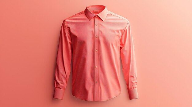 Photo light coral buttonup shirt with long sleeves and a crisp tailored fit