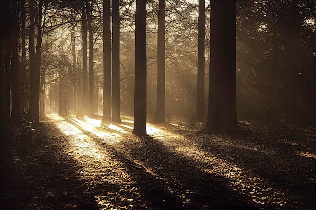 Light effect. The effect of sunlight shining through the tree, glare effect.