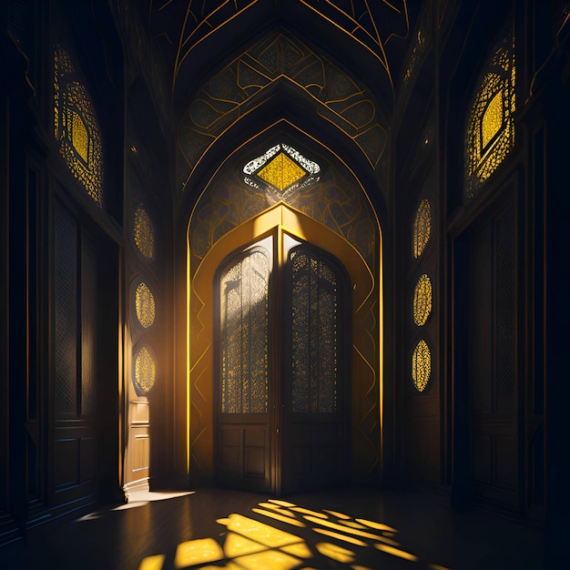 light entering in the mosque trough mosque window and doors