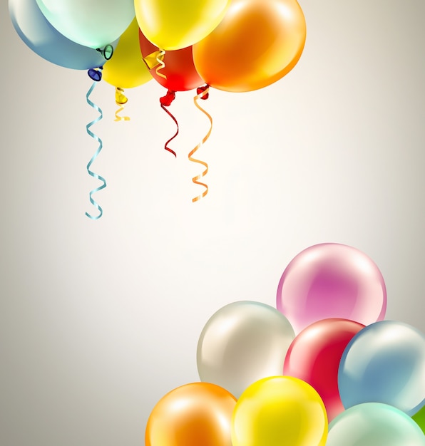 Light festive background with bright colorful balloons