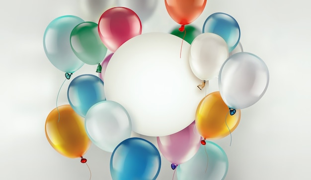 Light Festive Background With Bright Colorful Balloons