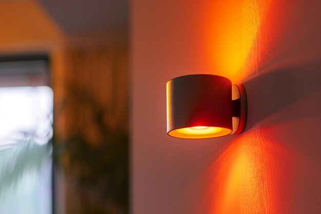 Photo a light fixture with an orange light on the wall