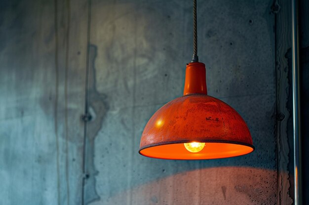 A light fixture with an orange light on the wall