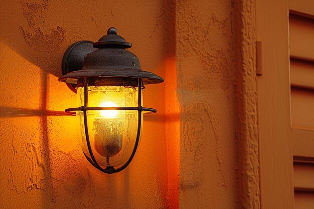 Photo a light fixture with an orange light on the wall