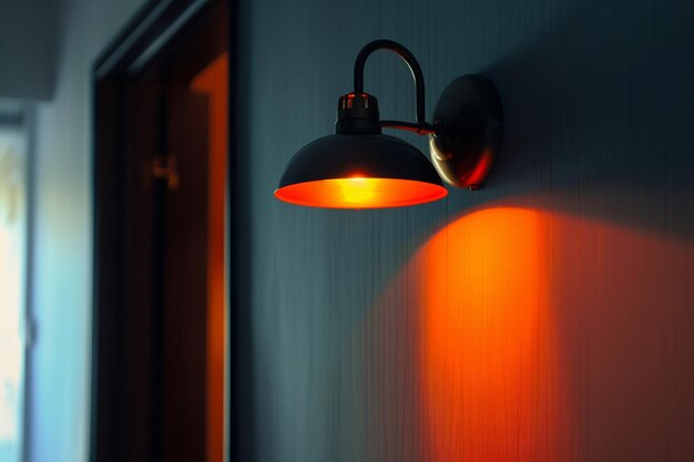 Photo a light fixture with an orange light on the wall