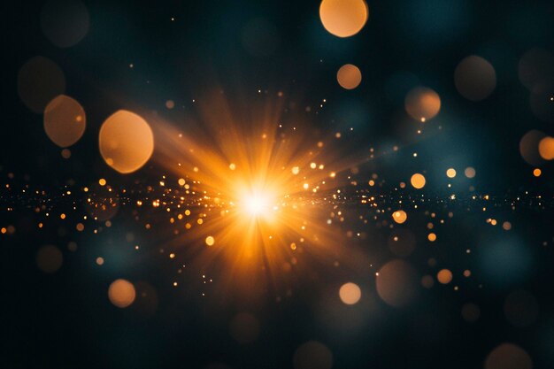 Photo light flare on black background radiant starburst effect for graphic design