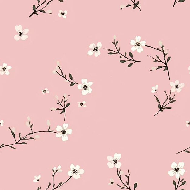 Photo light floral whispers tiny flowers pattern on pastel pink backdrop