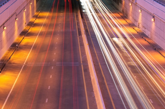 Light form a car and tunnel