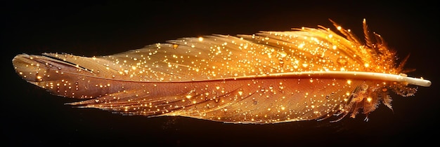 Light gold feather on black background stylized for impact