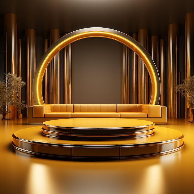 Light gold and yellow circular podium stage