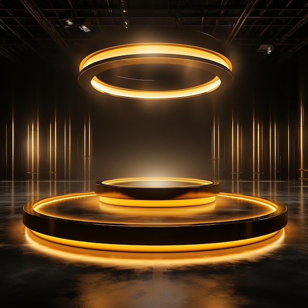 Light gold and yellow circular podium stage