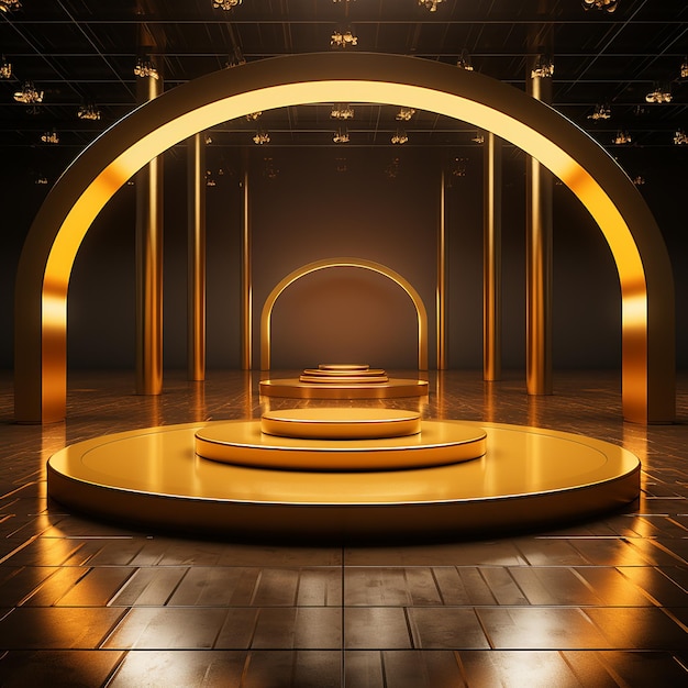 Light gold and yellow circular podium stage