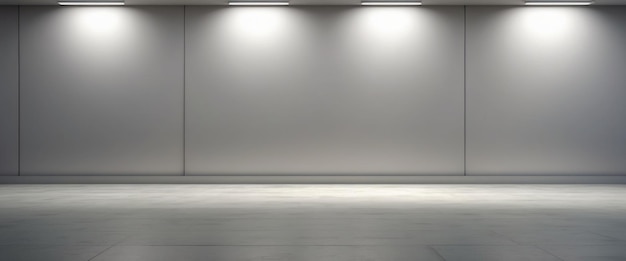 Light gray wall and smooth floor with interesting light reflections Background for the presentation