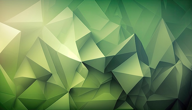 Light Green Lowpoly Geomtric Triangle Textured Background Generative AI