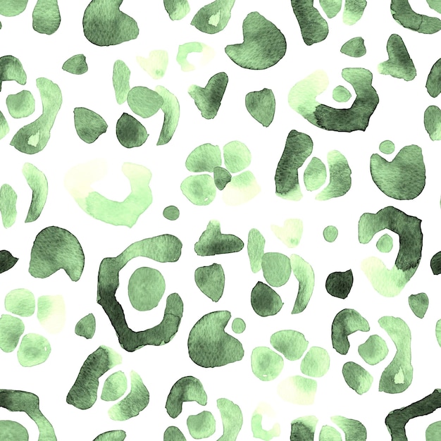 Light green spots leopard dreams watercolor seamless pattern Template for decorating designs and illustrations