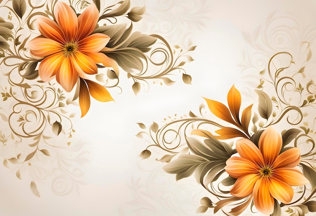 Light grunge background finely floral delicate patterned in the corners of the format