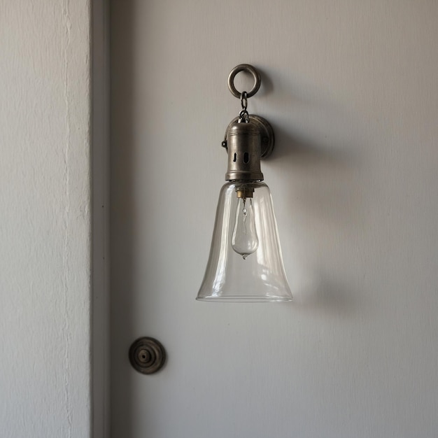 Photo a light hanging from a wall with a fish on it