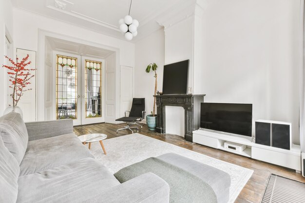 Light living room with balcony door