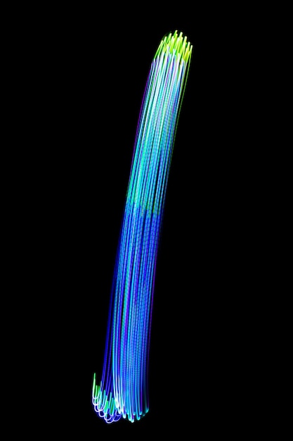 Light Neon Trails Colorful Wave Isolated on black background. Futuristic Colorful Overlay Light Pattern.