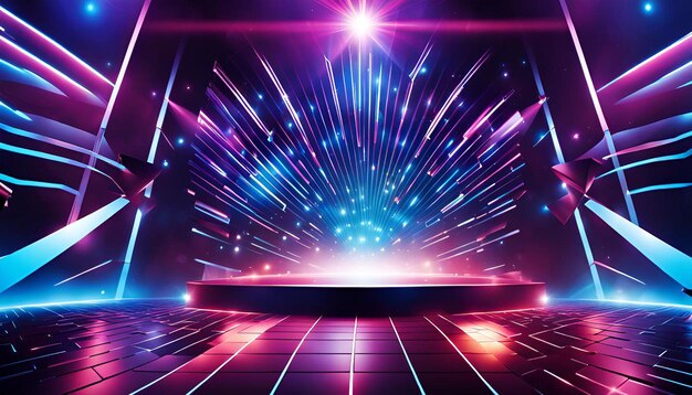 Light night abstract music background disco blue party show stage technology bright