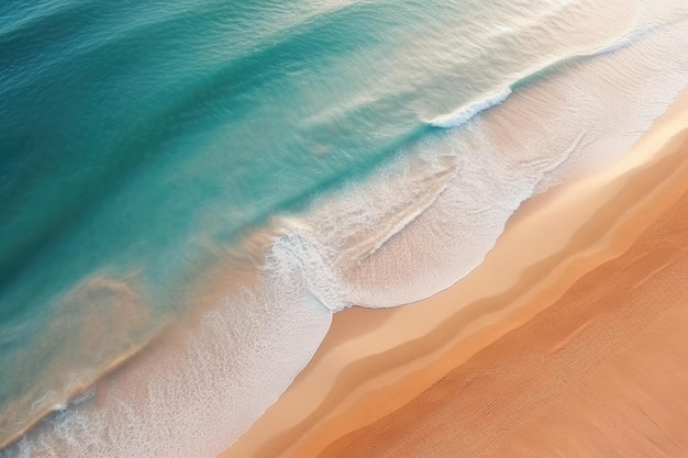 Light orange and turquoise romantic seascapes aerial beach photo Generative AI