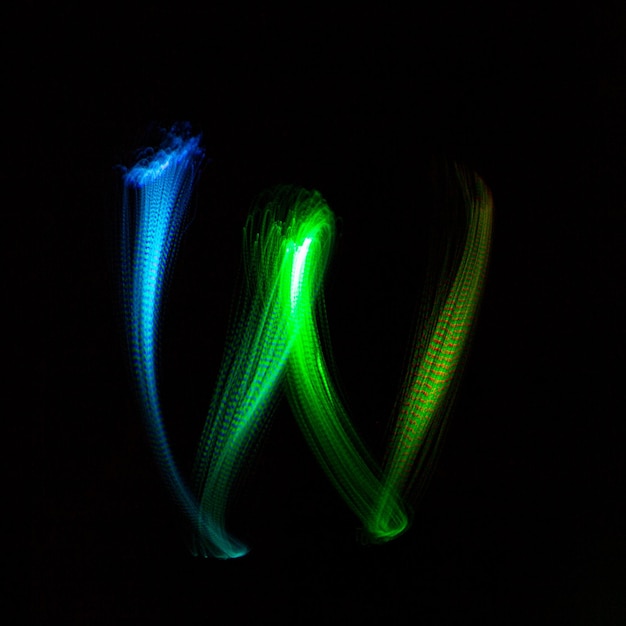 Photo light painting against black background