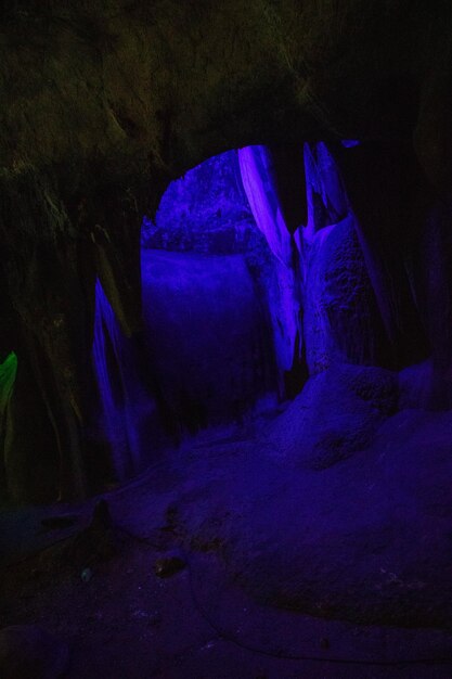 Photo light painting in cave