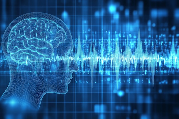 Light particles connection neural dynamics energy field and signal flow digital profile with brainw