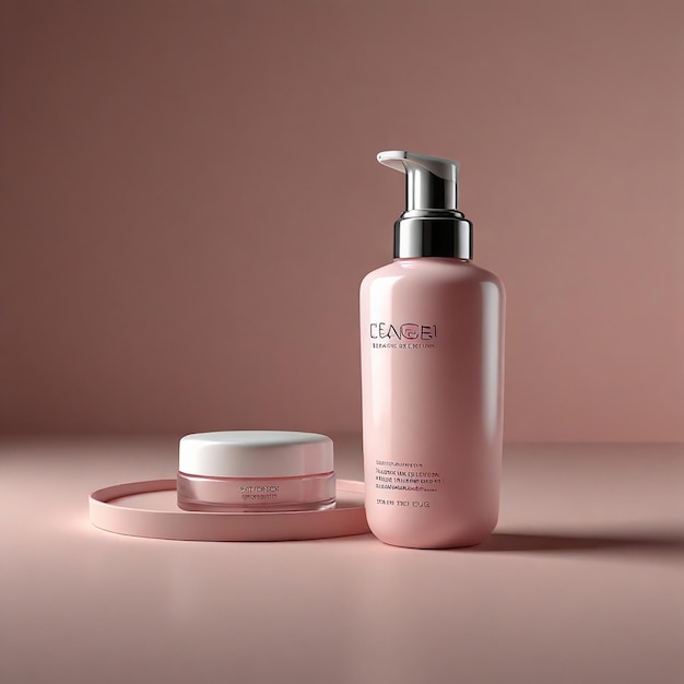 light pink background and good lighting with minimal 3D elegance for skin care products