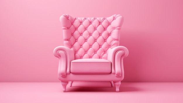 Of a light pink colored armchair against pink background Generative ai