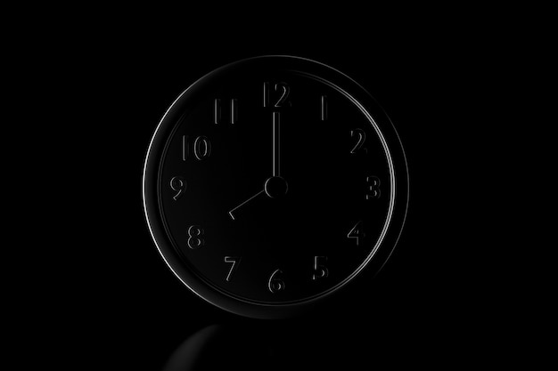 Light and shadow of clock in the darkness. Timeout concept. 3D rendering.