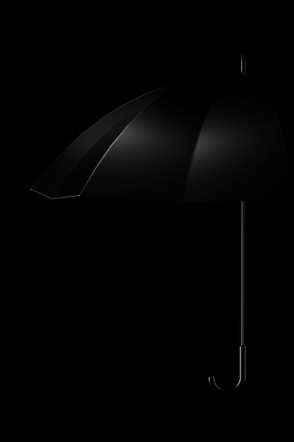 Light and shadow of umbrella part in the darkness. 3D rendering.