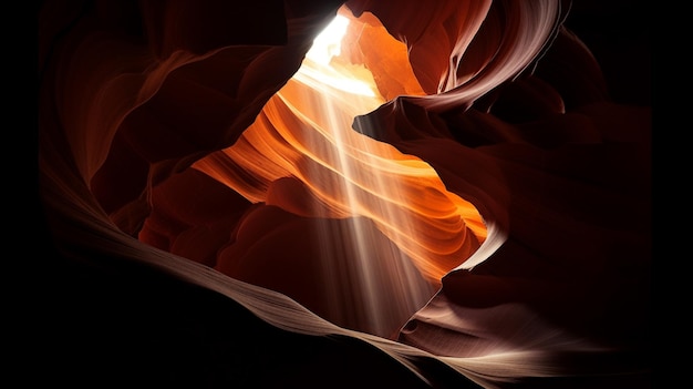 A light shines through the canyon walls.