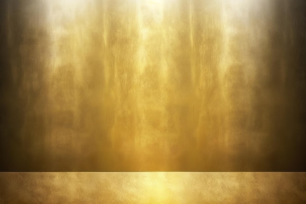 Light shining down on gold foil metal wal abstract background