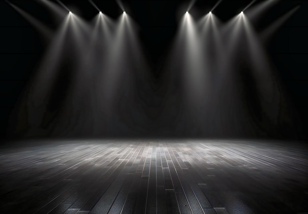 Light spotlight on the stage on black background