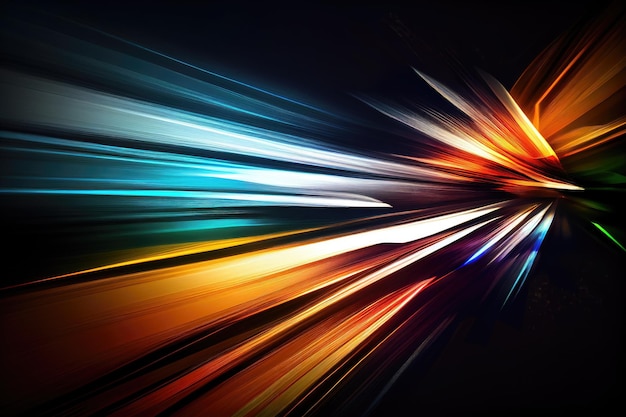 Light streak across abstract background with motion blur and color streaks