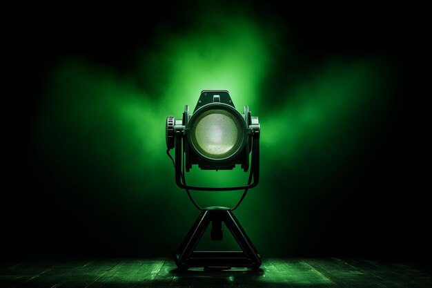 Light of theater spotlights in green color