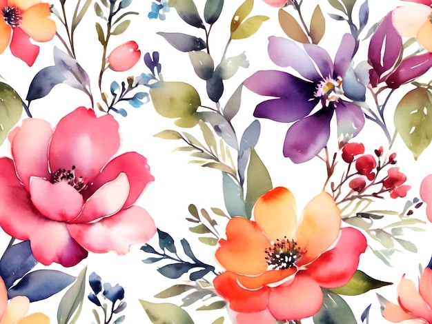 Light Theme Watercolour Floral Pattern with Elegant Flowers