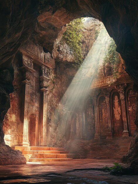 Photo light through a cave entrance