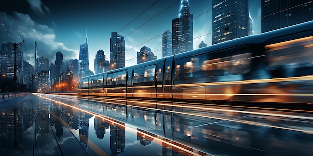 the light trails on the modern building background in shanghai china